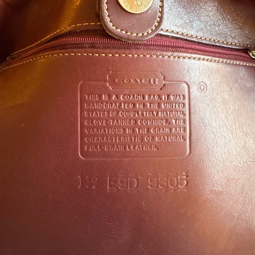 Vintage Coach Bleecker Bucket Tote | USA 1995 | Burgundy | 9303 | Hangtag | GUC - Picture 9 of 16